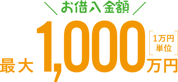 お借入金額最大1,000万円