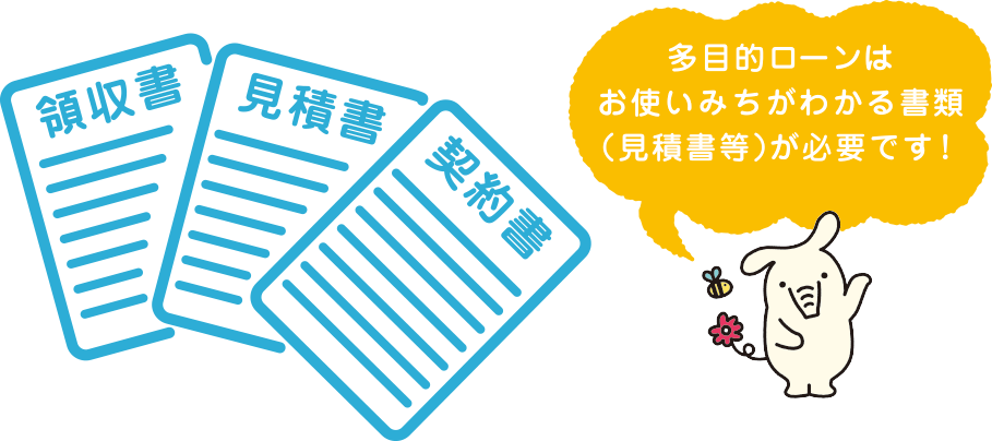多目的ローンはお使いみちがわかる書類(見積書等)が必要です!