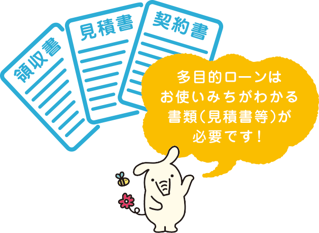 多目的ローンはお使いみちがわかる書類(見積書等)が必要です!
